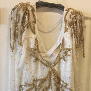 Off white Dress with gold and white Sequins